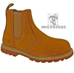 MENS HONEY LEATHER GOODYEAR WELTED SAFETY SLIP ON CHELSEA DEALER BOOT